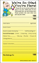 3-Part Stock "Baby and Teddy Bear" - Pack of 200 Yellow 